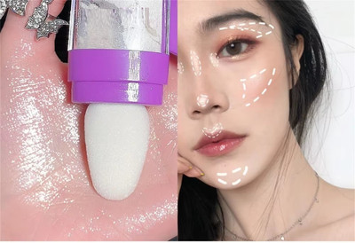 HUZURLU highlighter,shimmer fairy powder,contour shading powder,stick illuminator Highlighter(GLOW silver)