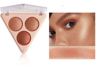 HSQ 3-In-1 RadiantGlow Tri-Shade Face Highlighter Kit Highlighter(Multicolour)