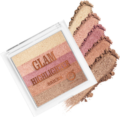 COLORS QUEEN Shimmer Glam Bricks Highlighter for Face Makeup (04) Highlighter(Multicolor 4)