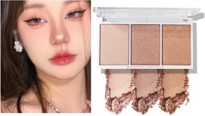 SEUNG BEST 3 SHADES HIGHLIGHTER PALETTE FOR GIRLS Highlighter(MULTI COLOR)
