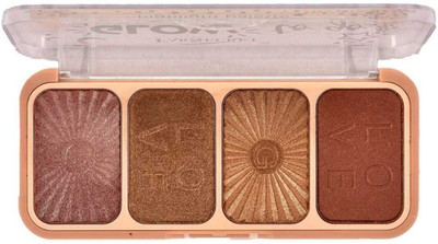 LOVE HUDA HD Waterproof 3 In 1 Baked 4 Color Highlighter, Blusher, Eyeshadow Palette Highlighter(Multicolor)