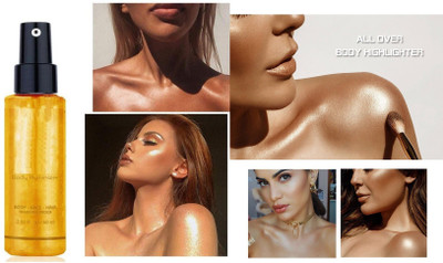 YAWI Highlighter Smooth Stardom Shimmer Glow Body Bronzer Golden Spray Highlighter(GOLD)