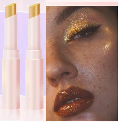 tanvi27 Combo Crystal Jelly Eye Shadow Stick, Multi-Use Shimmer Highlighter Pencil Highlighter(GOLDEN)