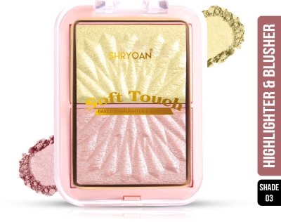 Shryoan Soft Touch Baked Highlighter & Blusher Palette | Highly Pigmented & Lightweight Highlighter(Multicolor 03)