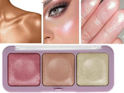 AEPRUY 3in1 Multi Shades Highlighter Palette|Highly Pigmented|Long Lasting  Highlighter(Multicolor)