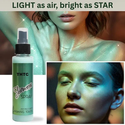 THTC Body Glitter Spray, Moisturizing Bronze Body Shimmer Luminizer Glow Illuminator Highlighter(blue)