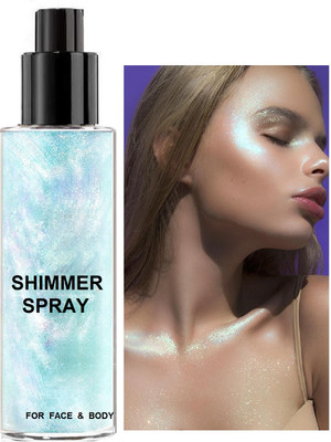 Latixmat Quick-Drying and Non-Sticky Glitter Spray Liquid Highlighter for Face Hair Body Highlighter(Light Blue)