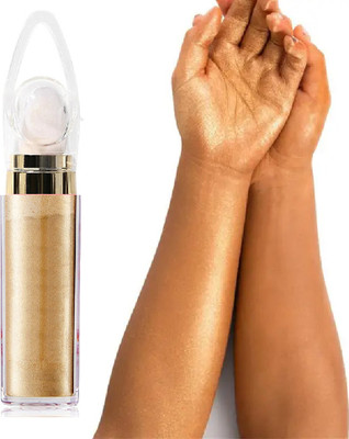 ADJD Shimmer Face and Body Highlighter Powder with Sponge Head High Highlighter(GOLDEN)