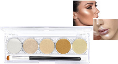 Arcanuy 5 in 1Multi color shimmery shiny highlighter palette Highlighter(MULTICOLOR)