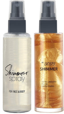 Arcanuy Combo highlighter Face And Body Whitening Shimmer shine liquid  Highlighter(gold+silver)