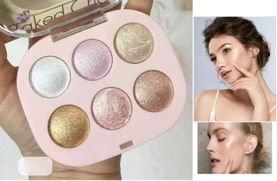 Jiwoo 4 Shades Baked Face Highlighter Palette  Highlighter(MULTI COLOR)