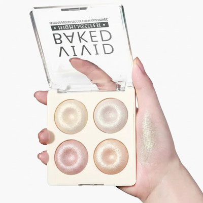 HSQ Shine Pro Baked Highlighter Palette – 4 Shades (pack of 1) Highlighter(Multicolour)