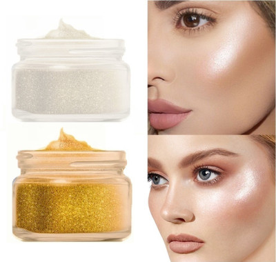 THTC Intense Pigmentation Shimmer Highlighter Powder Highlighter(Silver, Gold)