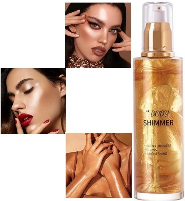 DARVING Body Shimmer Luminizer for Face & Body,Waterproof Moisturizing Face Brighten Highlighter(GOLD)