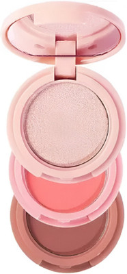 Yuency 3 In 1 HD Baked 3 Color Blusher, Highlighter, Eyeshadow Palette Brush Highlighter(Multicolor)