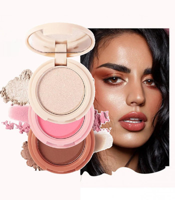 Sheny 3 In 1 Blusher, Highlighter, Eyeshadow Palette. natural look (Multicolor) Highlighter(MULTICOLOR)