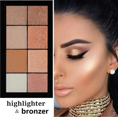 REIMICHI 8 Shades Shimmer Highlighter Powder Palette | Highly Pigmented & Long Lasting Highlighter(multicolor)