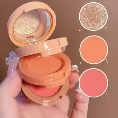 Jiwoo Best 3 in 1 Highlighter Makeup Powder & Colors Blush  Highlighter(MULTI-COLOUR)