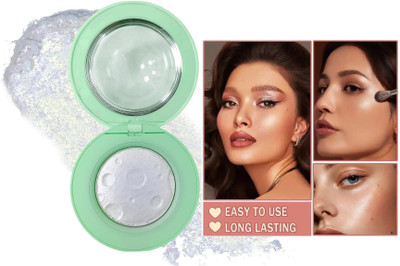YAWI Highly-Pigmented Powder Highlighter| Weightless Longlasting Glow Face Kit Highlighter(Silver)