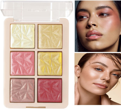 EVERERIN 6 Color illuminating Backed Highlighter Easy-to-blend Formula Highlighter(multicolor)