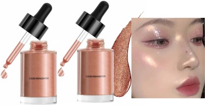 tanvi27 Drop & Glow Rose Gold Liquid Highlighter For Face Makeup Set Highlighter(Golden)