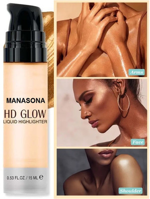 manasona Gold Liquid Highlighter with Water Glow Effect, Long-Lasting Waterproof Highlighter(Gold)