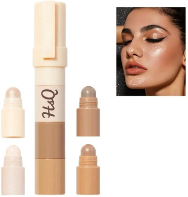 HSQ 4-in-1 Multi Shade Highlighter & Contour Stick | Waterproof, Long-Lasting Highlighter(Multi Shade Contour Stick - Natural Beige Bronze)