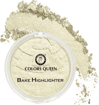 COLORS QUEEN Too Much Baked Shimmer Blusher and Highlighter for Face Makeup Highlighter(Silver Stone)