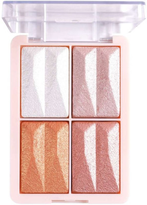 HUZURLU 4 Color Highlighter Palette Ultra blendable and long lasting Blinding Glow Highlighter(multi color)