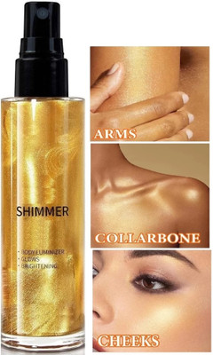 GABBU Body Shimmer Spray for Soft Illuminating Glitter & Oil-Free Highlighter. Highlighter(GOLD)