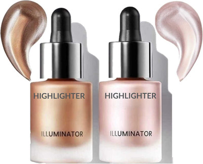 LOVE HUDA Professional Illuminators 2 Shades Liquid Shimmer Face Highlighter For Makeup Highlighter(Orginal & Shine)