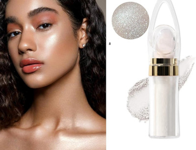 Wiffy White Glitter Powder Highlighter Makeup,Patting Highlight Highlighter(silver)