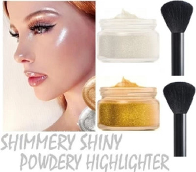 Latixmat SHIMMER FACE AND BODY HIGHLIGHTER WITH NON STICKY GOLD & SILVER MAKEUP LOOK Highlighter(Silver, Gold)