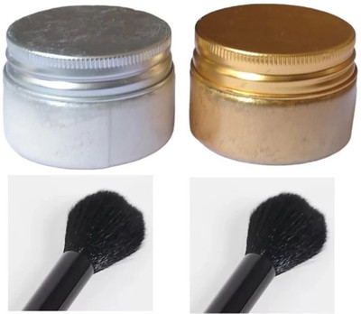GABBU GOLD & SILVER 2 IN 1 GLIITER SHIMMER FINISH MULTI USE LOOSE HIGHLIGHTER POWDER Highlighter(GOLD, SILVER)