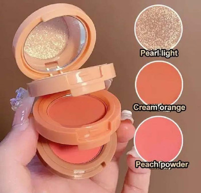 GFSU - GO FOR SOMETHING UNIQUE New Blush and Highlighter Kit, 3 in 1 Makeup Pressed Powder Palette Highlighter(multicolor)
