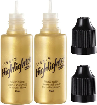 Facejewel Professional illuminator liquid highlighter 20ml each Pack Of 2 Gold Highlighter(Gold)