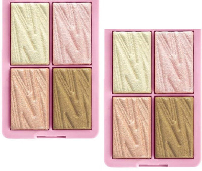 EVERERIN 4 Shades Shimmer Highlighter Palette Highly Pigmented & Long Lasting Highlighter(multicolor)