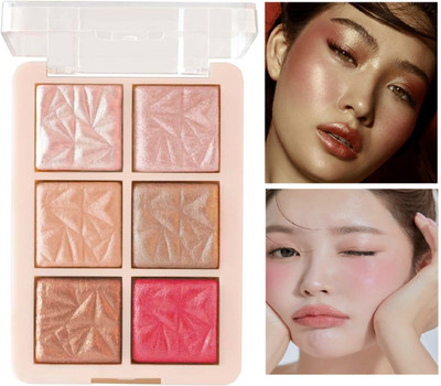 EVERERIN 6 color Shimmering Powder Highlighter ,Waterproof Long Lasting Highlighter(multicolor)