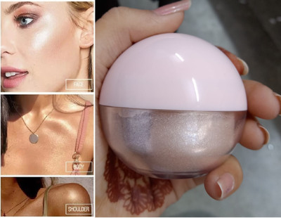 GABBU Shimmer Loose Highlighter Face Powder with and in Makeup Puff Highlighter(Golden Brown)