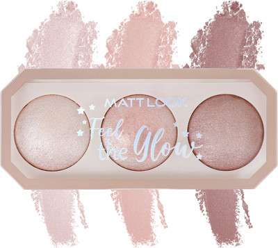 MATTLOOK Feel the Glow Trio 3 Color illuminating Backed Highlighter Easy-to-blend Formula Highlighter(Beaming beauty)