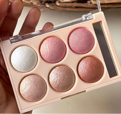 EVERERIN Shimmer Baked Blush Makeup Blusher and Highlighter Palette Highlighter(MULTISHADES)