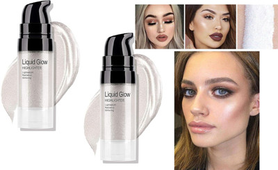 Emijun SILVER Long Lasting Makeup Liquid Shimmer Glow Highlighter COMBO Highlighter(silver)