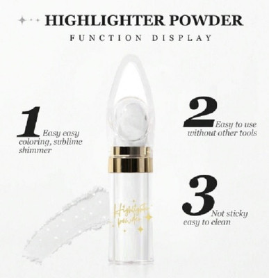 MYEONG Shimmer Highlighter, Face and Body Highlighter Powder Stick Silver Makeup Highlighter(Silver)
