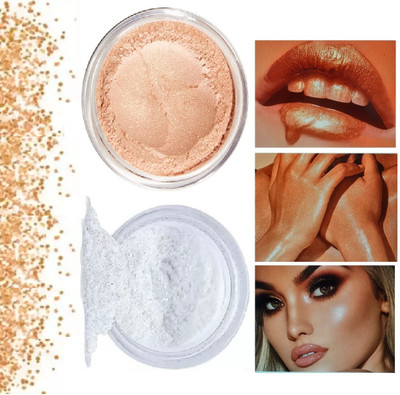 Aylily Professional Highly Pigmented Highlighter Pearl Glow Shine  Highlighter(Gold, Silver)