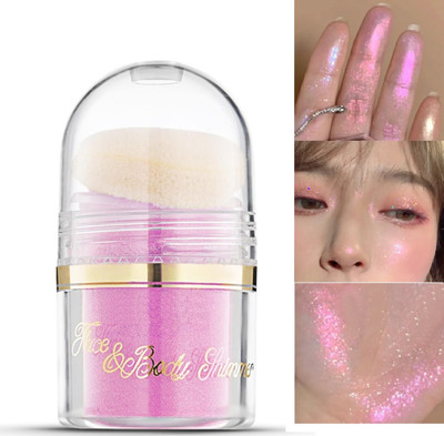 GULGLOW99 Korean Glitter Highlighter Powder for Face and Body Contouring Highlighter(PINK)