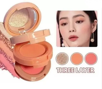 EVERERIN Waterproof 3-in-1 Highlighter & Blush Glow Pinkish Highlighter Makeup Kit Highlighter(multi color)
