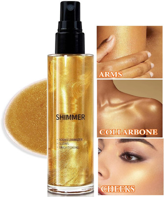 MYEONG Golden Shimmer Liquid Highlighter Liquid Illuminator Body Glow Spray Highlighter(Golden)