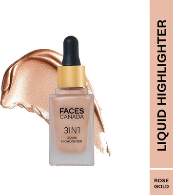 FACES CANADA 3 in 1 Liquid Highlighter | Primer | Highlighter | Strobe Serum | Dewy Finish Highlighter(Rose Gold 03)