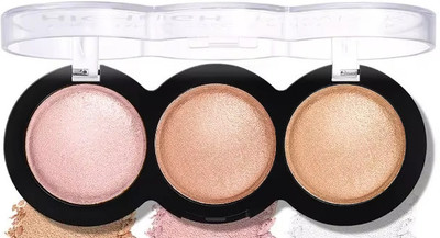 ADJD Highlighter Powder Palette 3 in 1 Blush and  Highlighter(MULTI COLOUR)