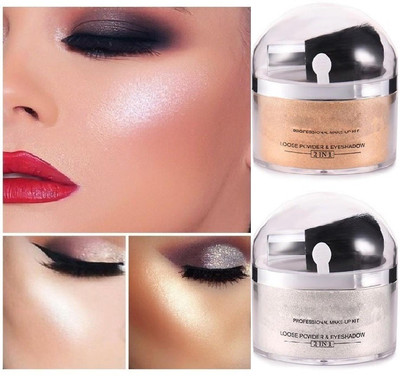 GFSU - GO FOR SOMETHING UNIQUE ILLUMINATOR SHIMMERY SHINY GLOW FACE MAKEUP POWDERY GOLD SILVER HIGHLIGHTER Highlighter(Golden, Silver)